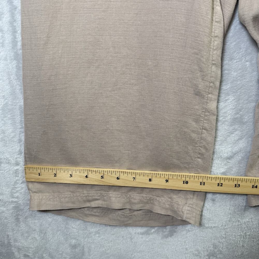 J Jill Purejill Pants Size Medium Tan Beige Wide Leg Linen Blend Boho Artsy - Picture 9 of 13